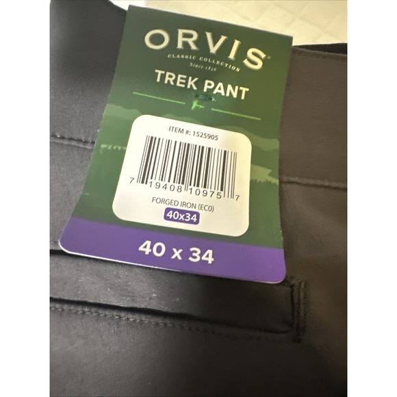 Orvis‎ Pants 40x34 Men's Trek Pant NWT Forged Iron Gray Hiking Stretch - Picture 3 of 16